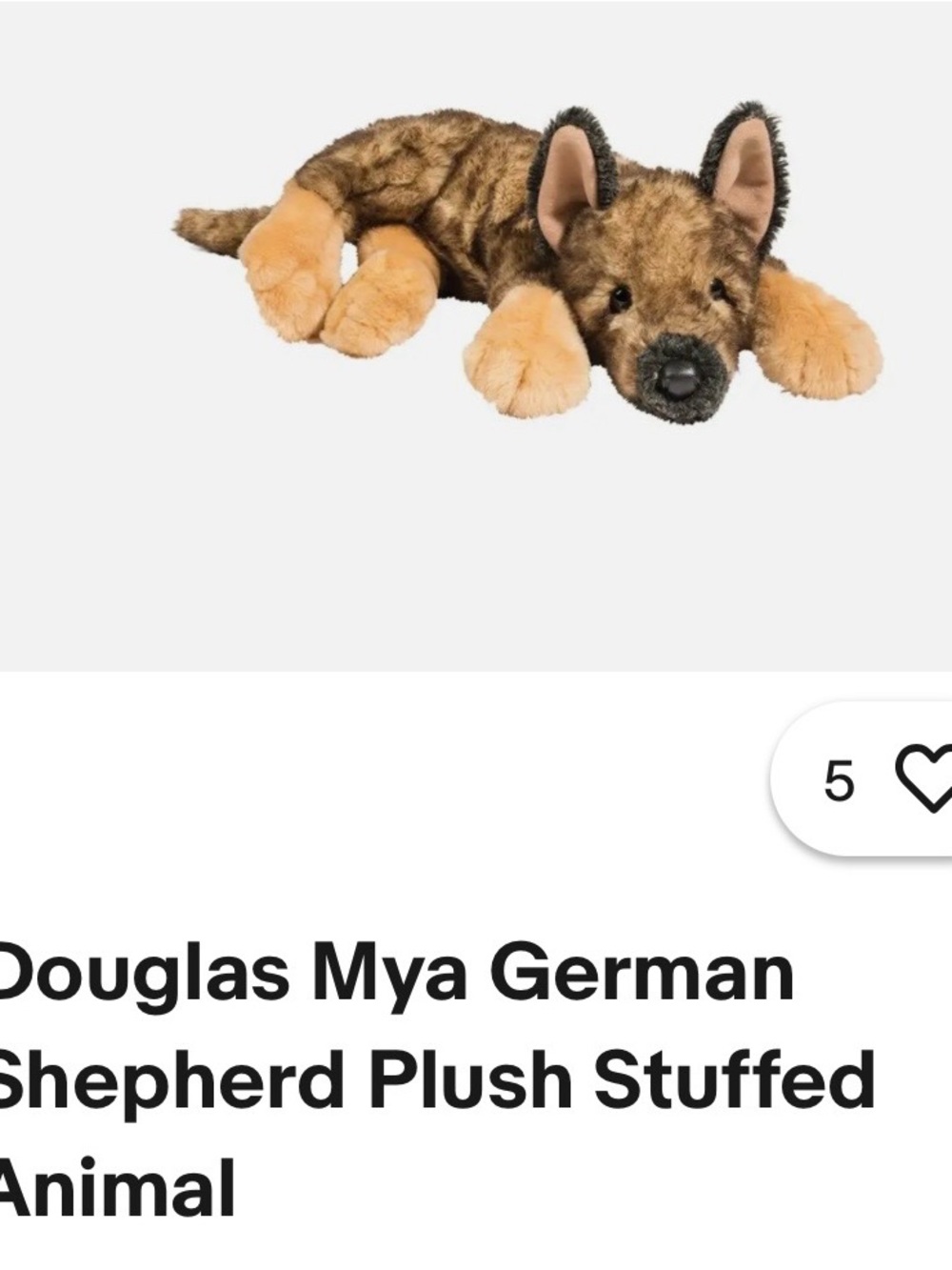 Plush German Shepherd Dog Toy - Black and Brown - Picture 2 of 8